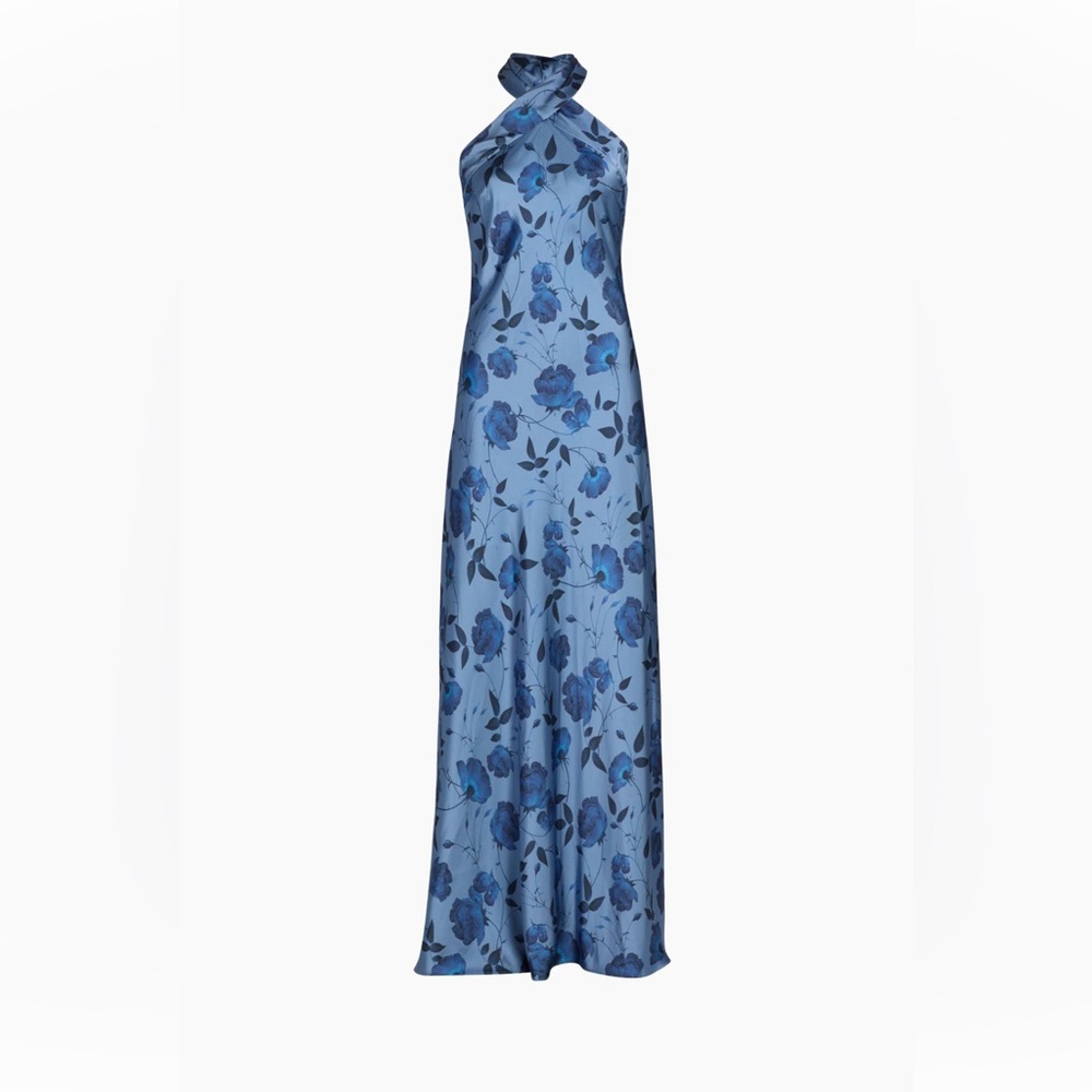 Sachin + Babi Blue Floral Halter Maxi Dress